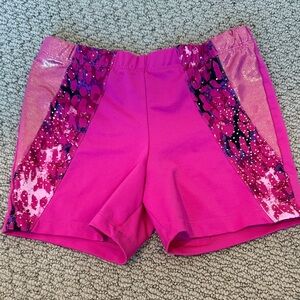 Danskin Bright Pink Girls' Athletic Shorts with Patterned Side Panels